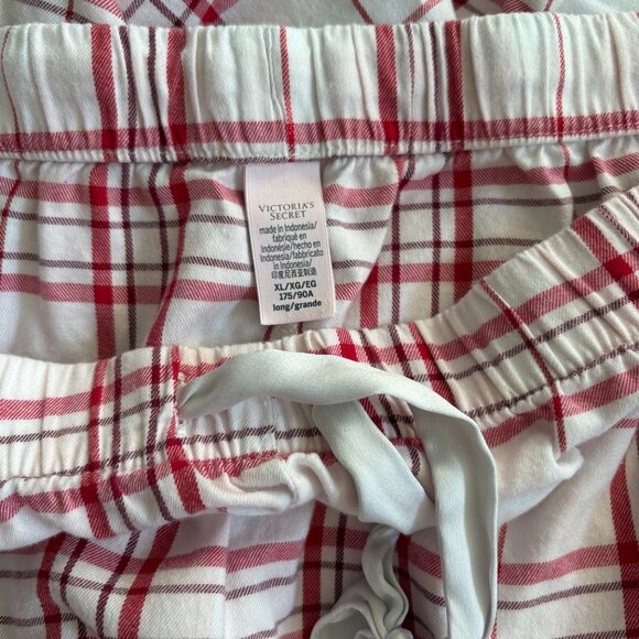 Victoria's Secret Women's Flannel Long Pajama Set Pink, Off White Plaid Size XL - Picture 4 of 7